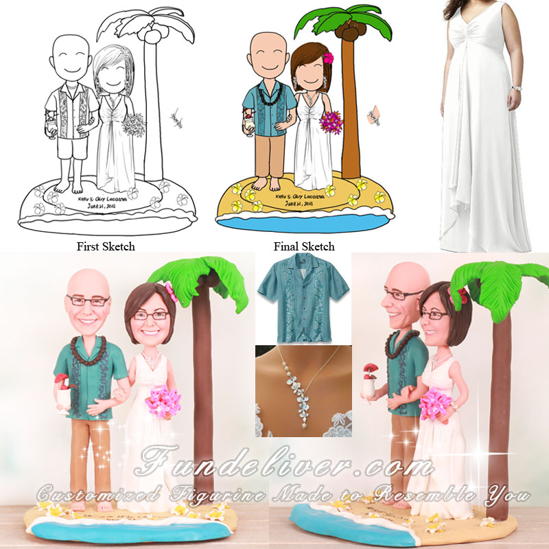 Hawaii Theme Beach Wedding Cake Toppers